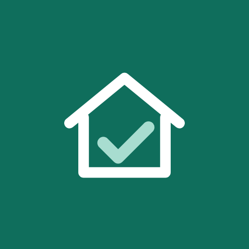 Icono de Hogar Resuelto: casa con una marca de verificación