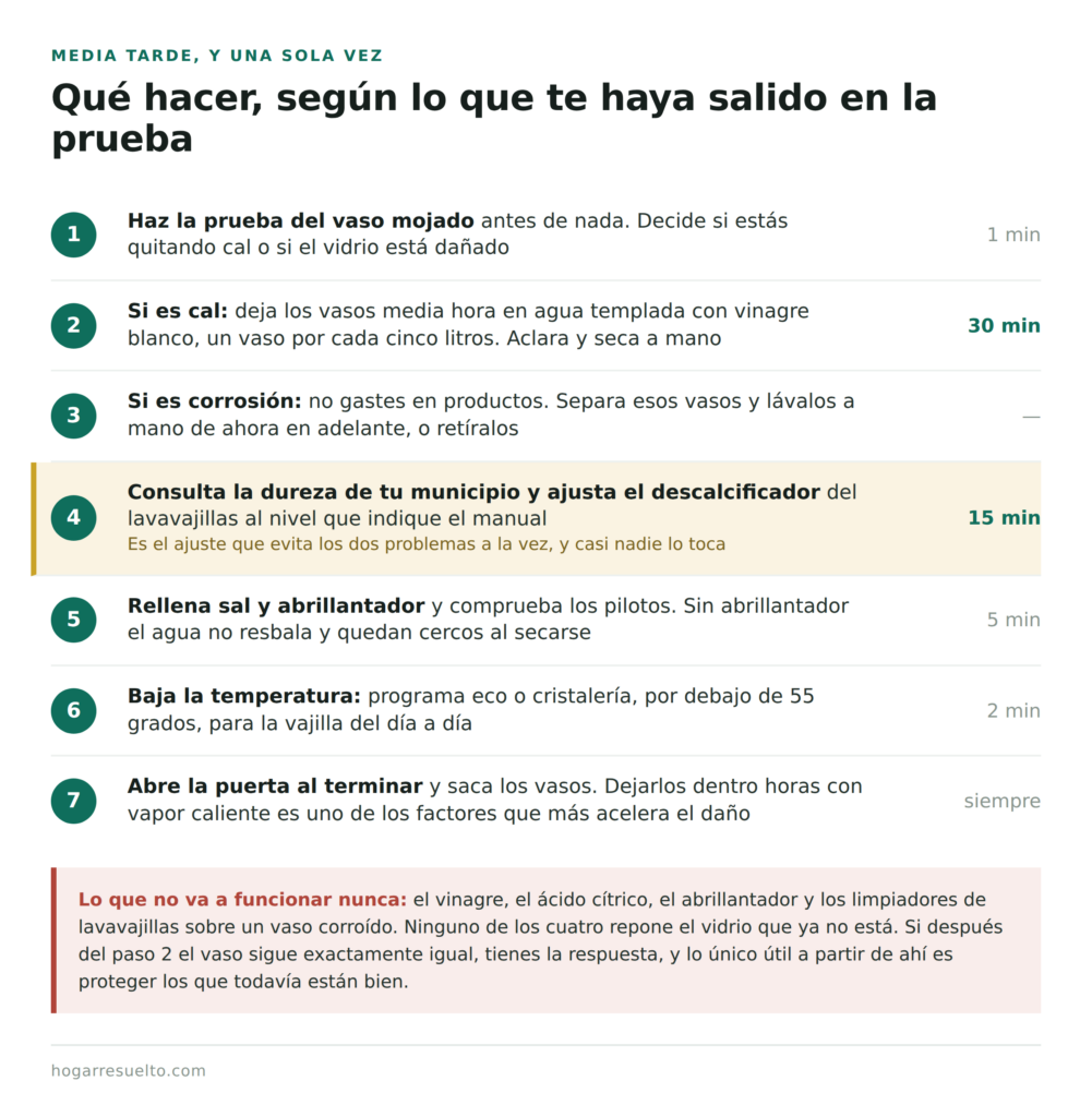 Los siete pasos para arreglar los vasos blancos del lavavajillas y evitar que vuelva